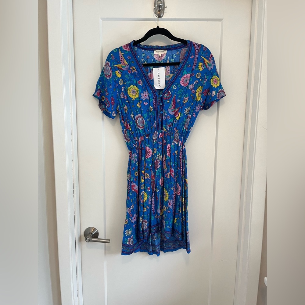 Bright Bohemian Blue Floral Dress